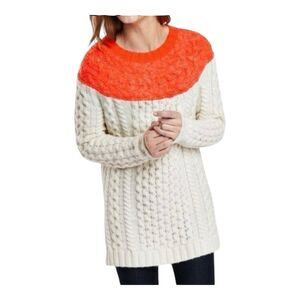 Women's Orange and Cream Sweater